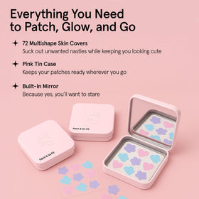 grace & stella close-up sheet of clear hydrocolloid patches, precise sizes