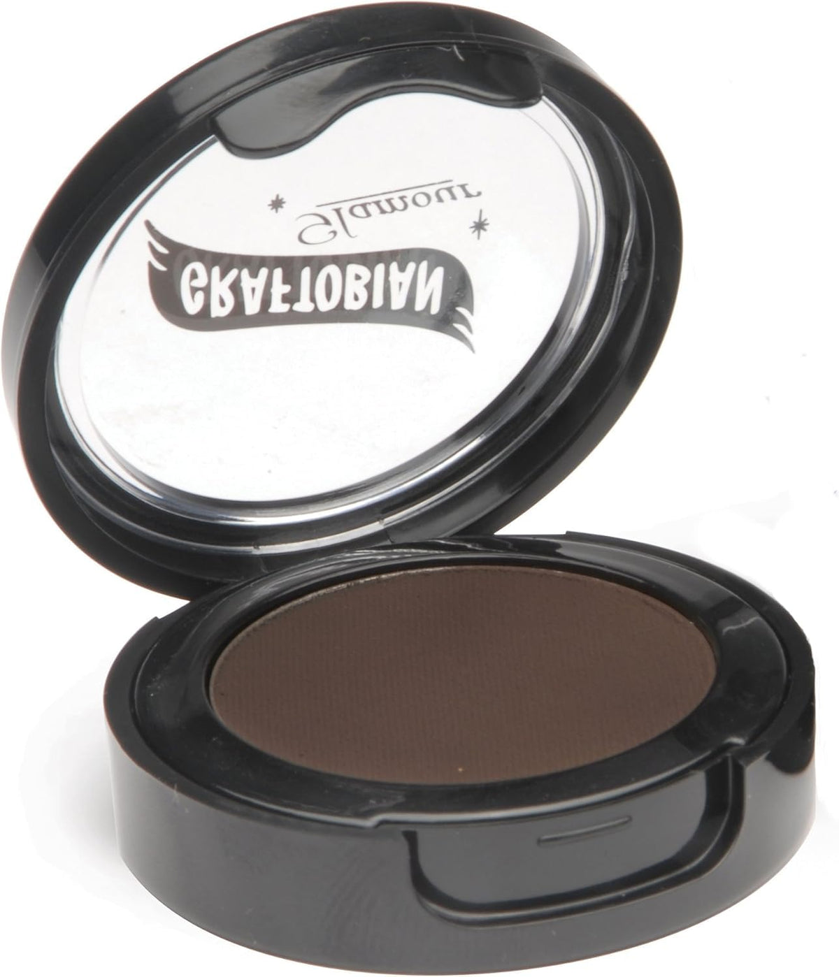 Graftobian compact front view showing Espresso Brown and travel-friendly size benefit