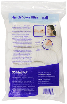 Graham Hands Down close-up of poly tab and pad texture for precise, non-shedding use