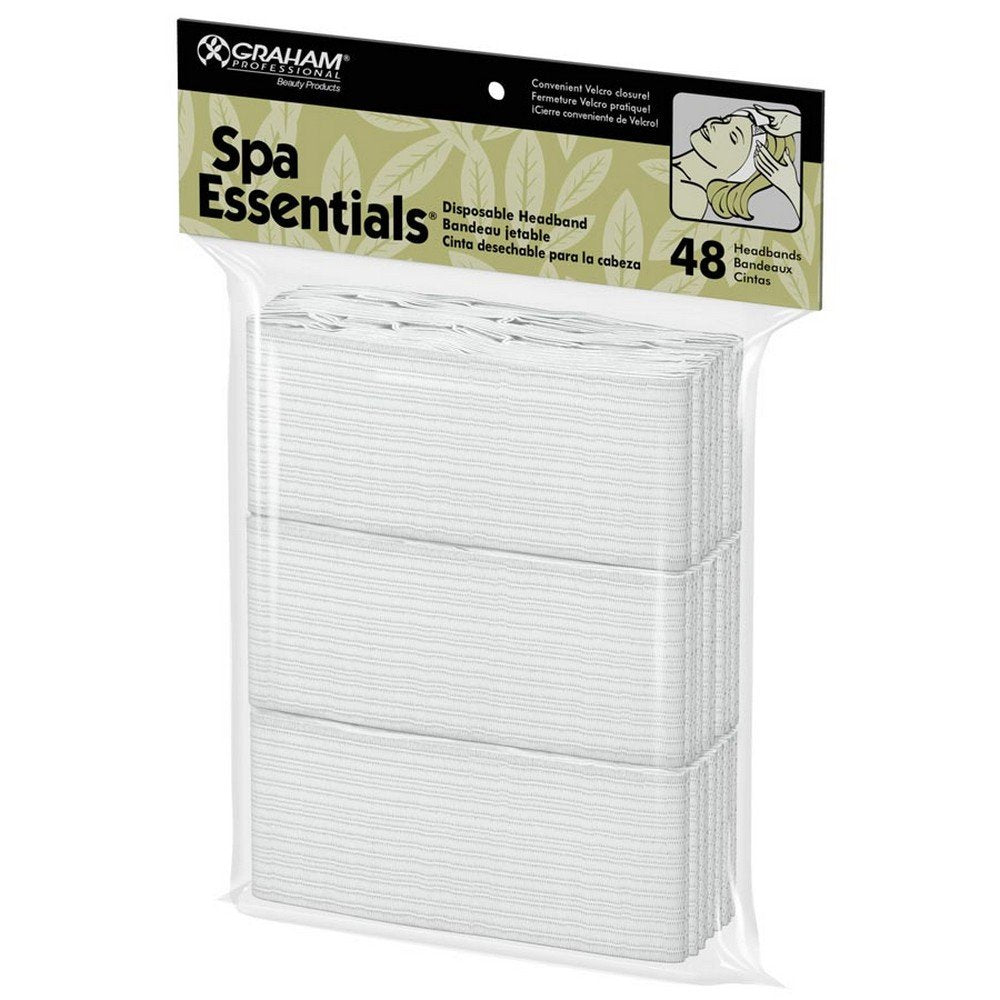 Graham Professional disposable headbands front packaging showing 48-count, hygienic and convenient
