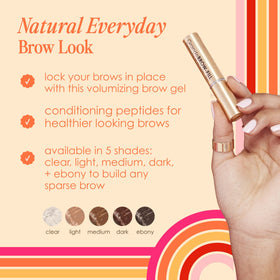 Grande Cosmetics being brushed through brows for instant fuller, natural-looking shape