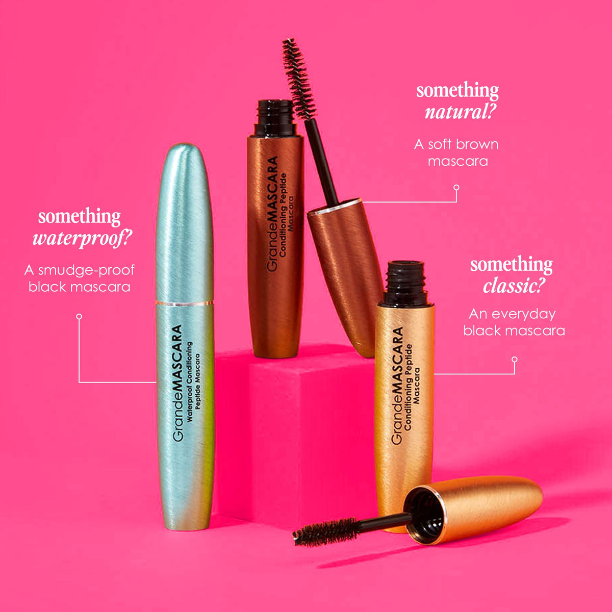 Grande Cosmetics before and after lashes comparison highlighting visible volume gain