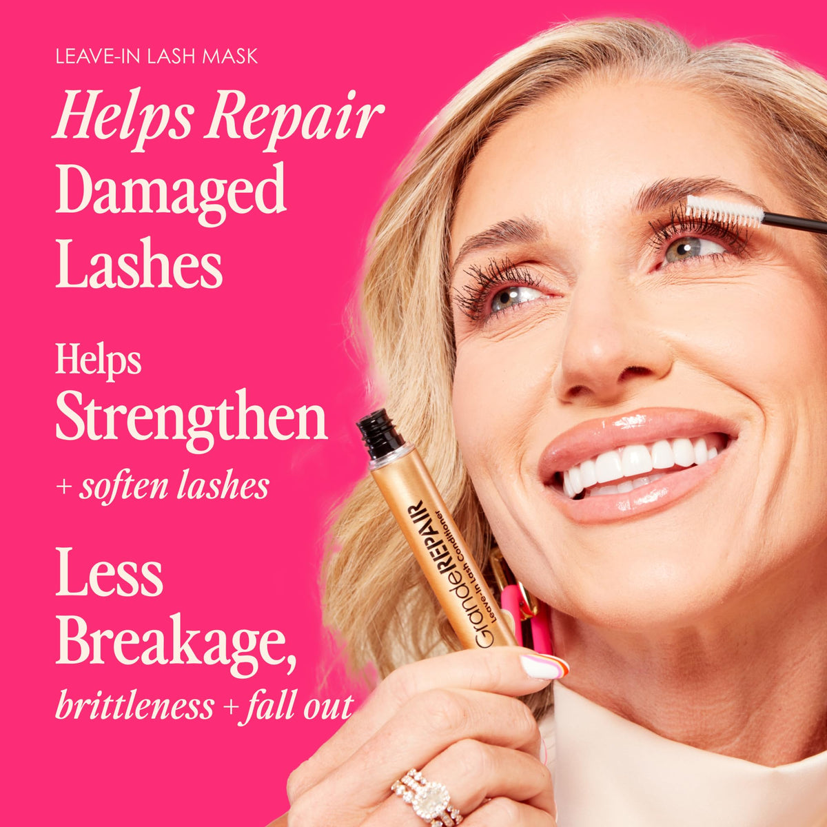 Grande Cosmetics GrandeREPAIR clear formula texture on fingertip showing non-greasy finish benefit