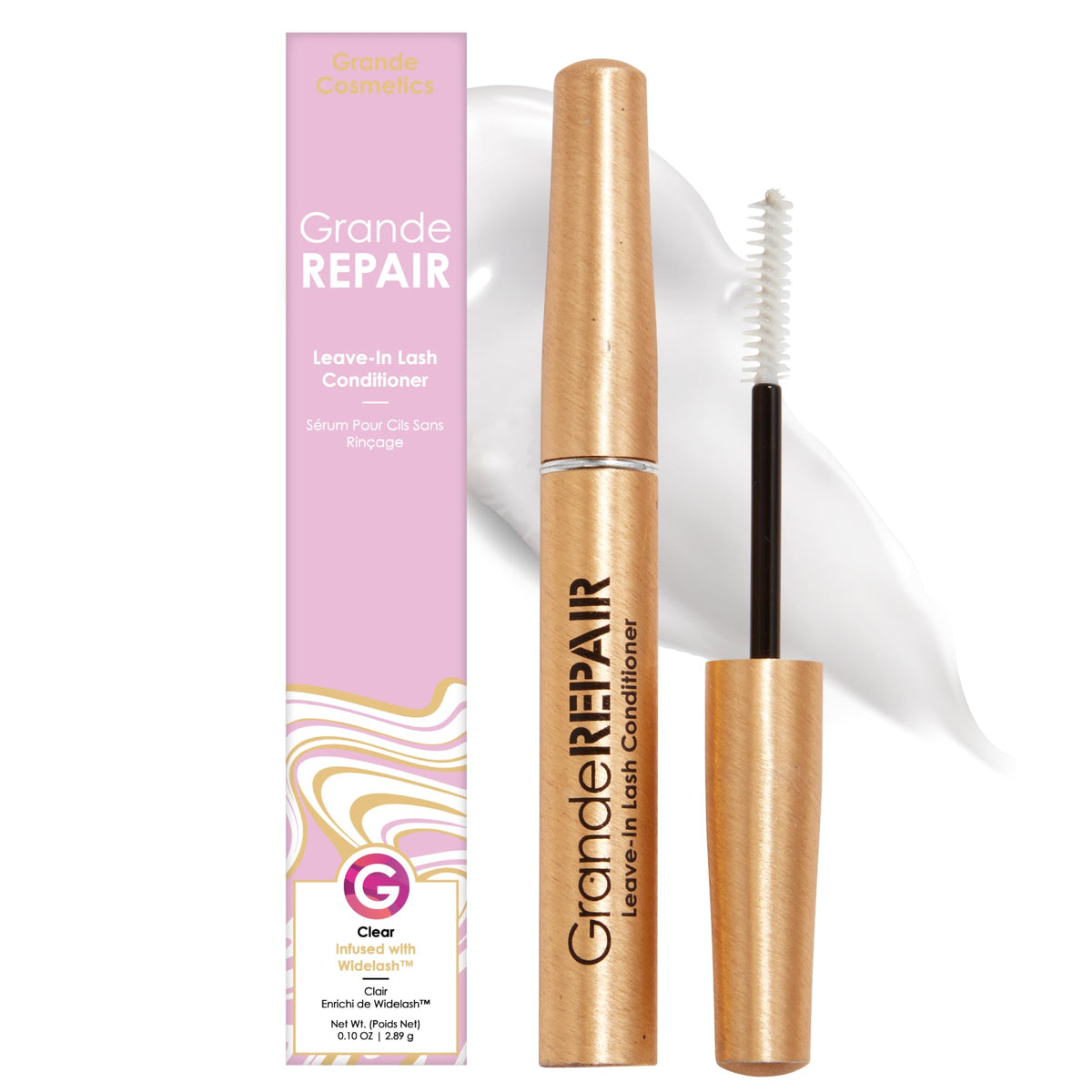 Grande Cosmetics GrandeREPAIR front tube showing compact travel-friendly design and benefit