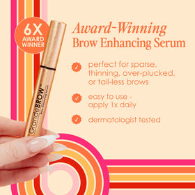Grande Cosmetics grandebrow before and after illustration showing visibly fuller, bolder brow appearance
