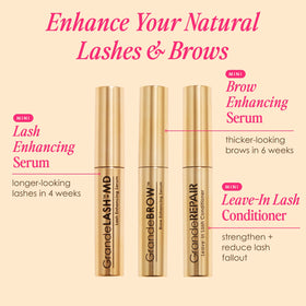 GrandeBROW mini brush applying product to brows for fuller-looking definition