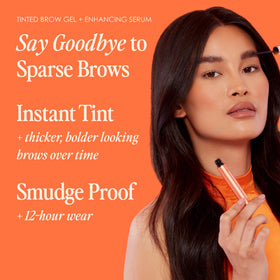 GrandeBROW texture close-up revealing mini fibers for instant fullness and natural look