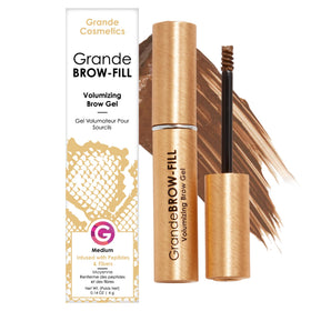 Grande Cosmetics product front packaging showing compact brow gel benefit