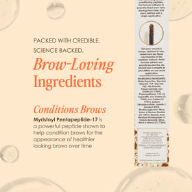 Grande Cosmetics GrandeBROW-FILL ingredients panel highlighting peptide conditioning benefit