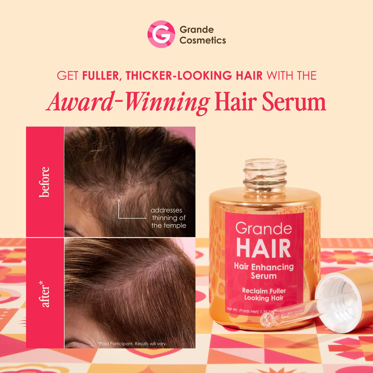 Grande Cosmetics GrandeHAIR pipette dispensing serum for precise scalp application