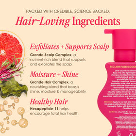 Grande Cosmetics in-shower use showing refreshed scalp and fuller-looking hair