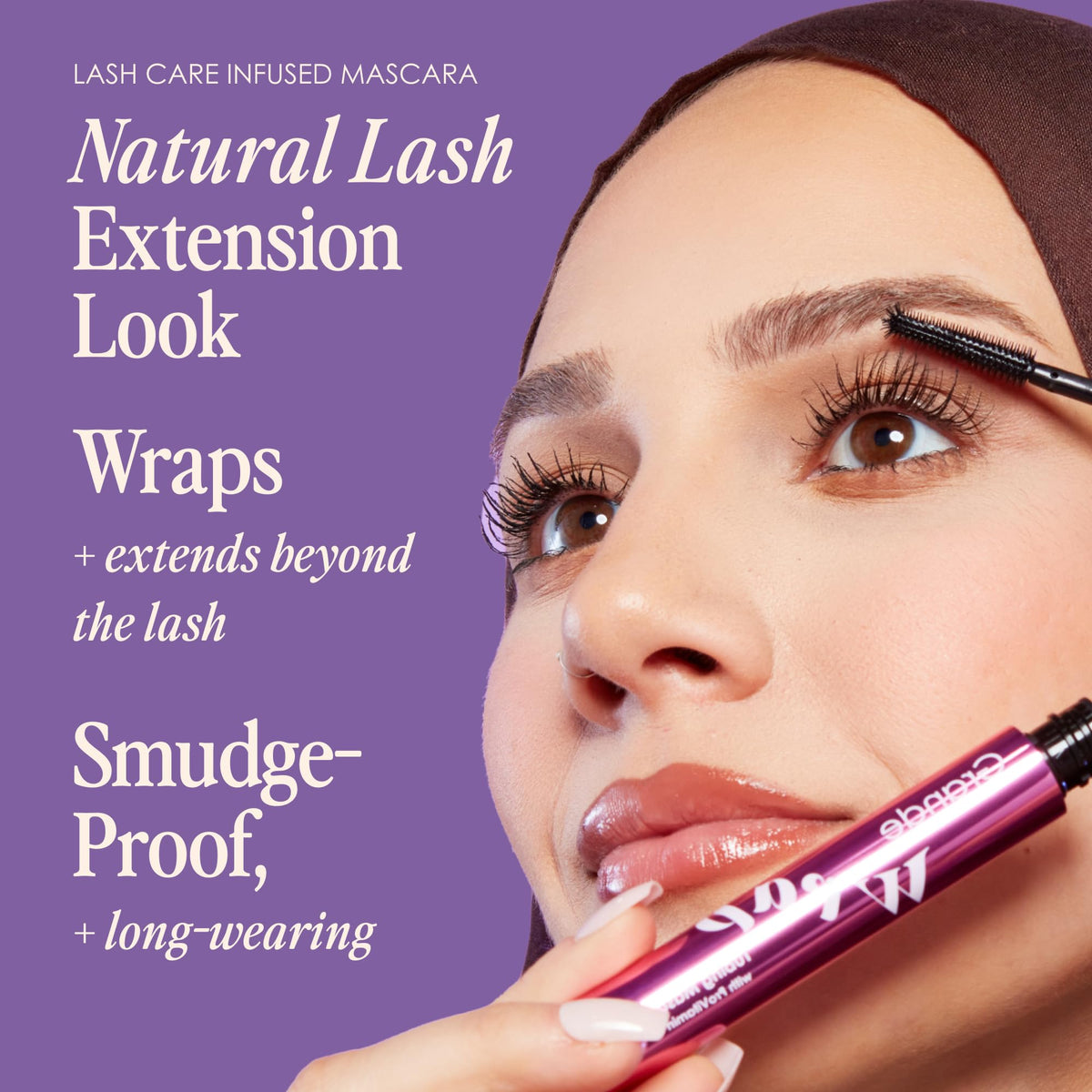 Grande Cosmetics GrandeWRAP tapered brush close-up, reaches inner and outer lashes