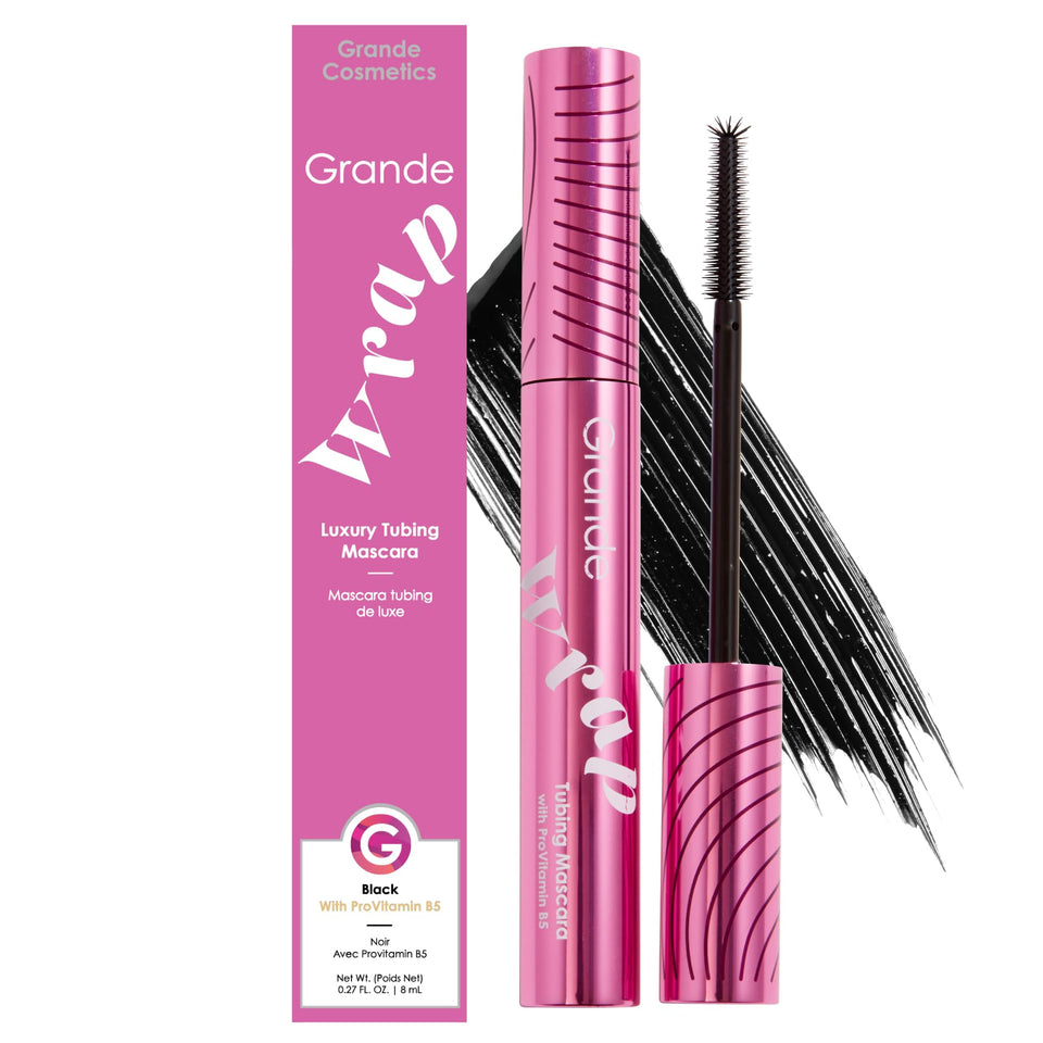 Grande Cosmetics GrandeWRAP front packaging showing sleek tube and branding, durable wear