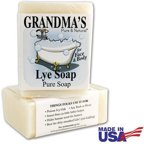 Grandma's Pure bar on bathroom tray demonstrating daily face and body use