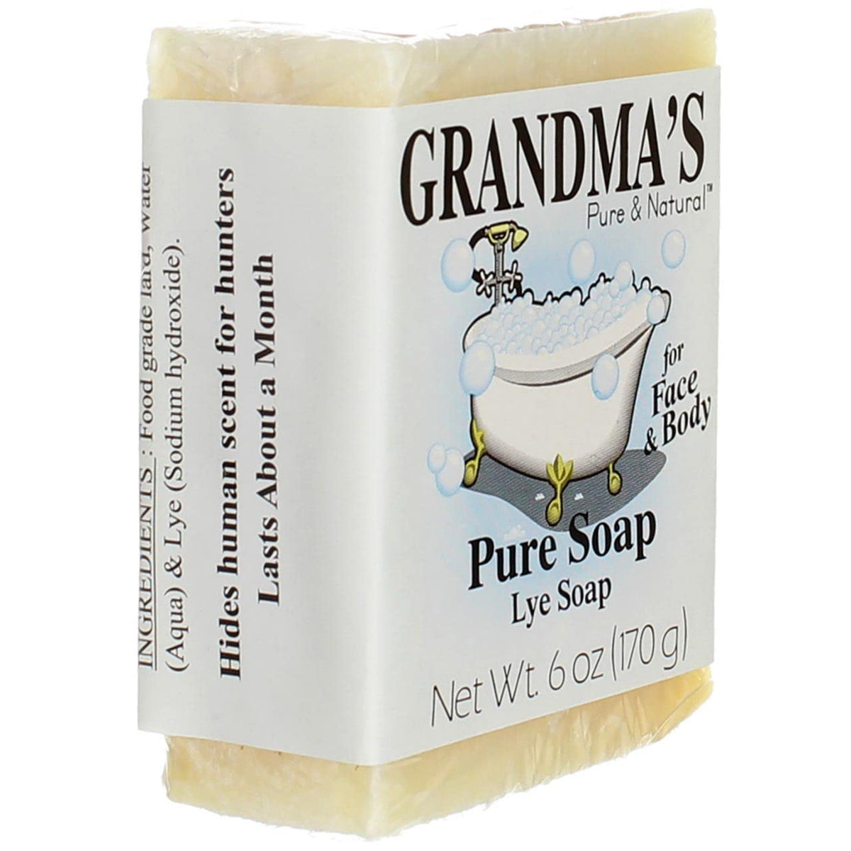 Grandma's Pure bar in hand showing 6 oz size and long-lasting value