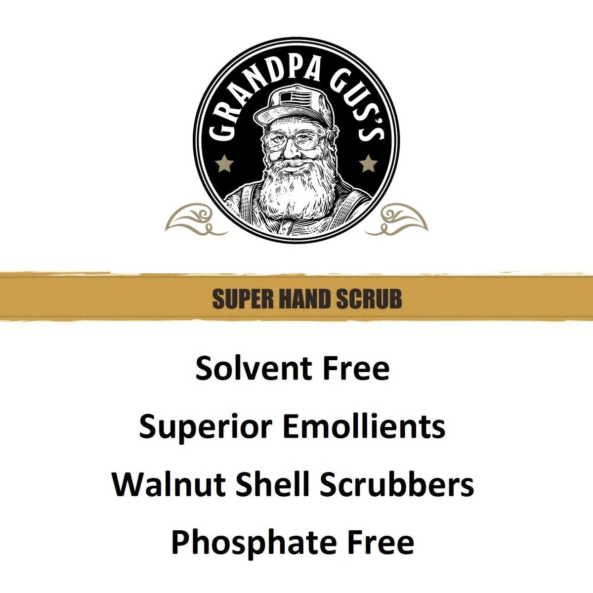 Pump dispensing Grandpa Gus's Super Hand Scrub demonstrating easy application