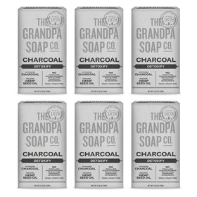 The Grandpa Soap Company front packaging showing charcoal bar and benefits