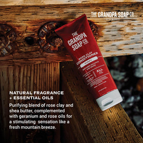 Person applying The Grandpa Soap Company conditioner in shower for clarified, soft hair