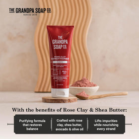 Bowls of rose clay, avocado and shea butter representing The Grandpa Soap Company ingredients