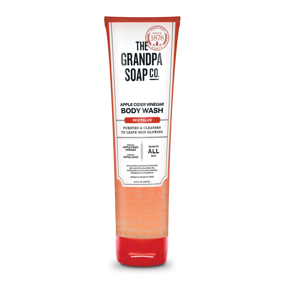 The Grandpa Soap Company front label showing product name and volume for clear identification