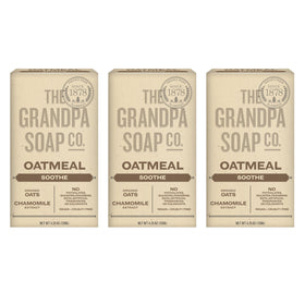 The Grandpa Soap Company oatmeal bar front packaging shows clean labeling and natural look