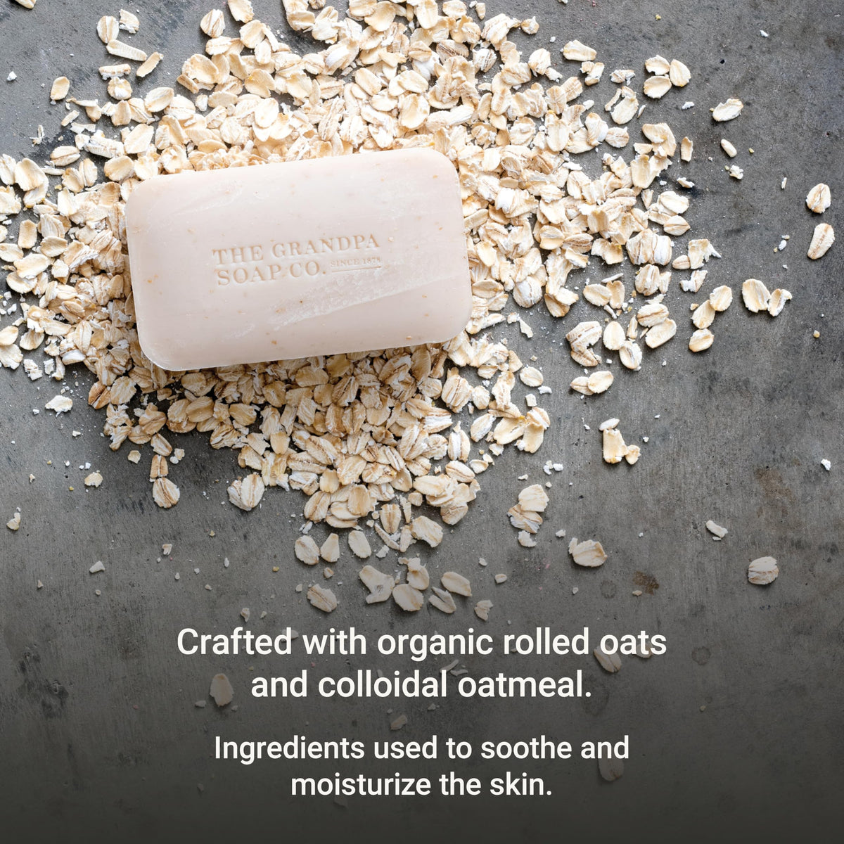 The Grandpa Soap Company oatmeal bar lather in hand demonstrates creamy foam and soft cleanse