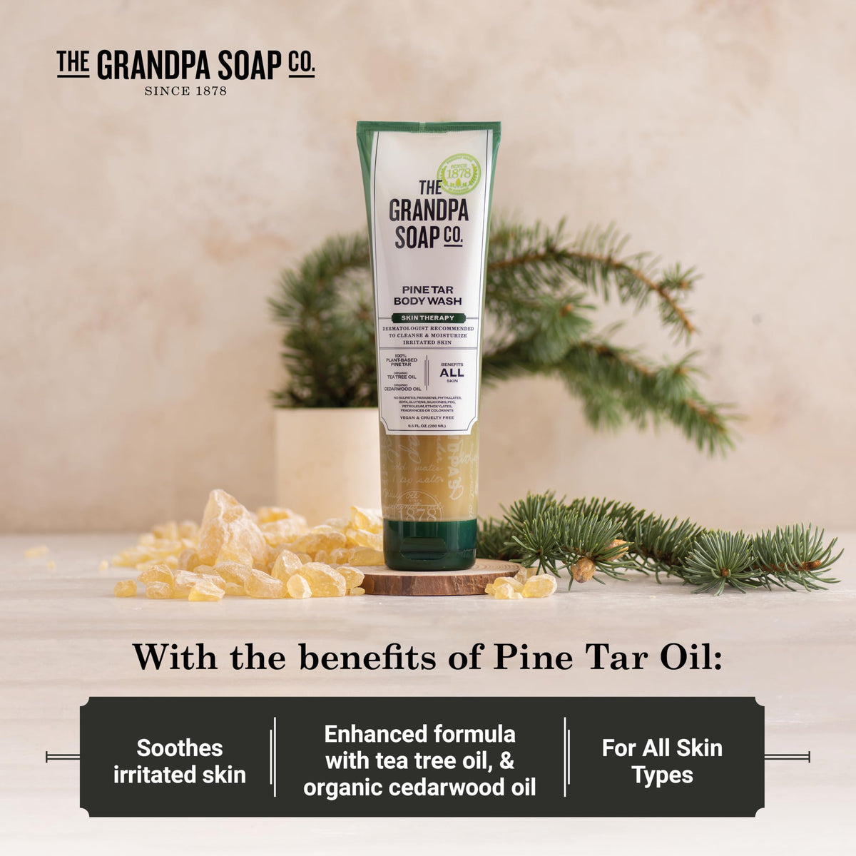 Ingredient panel of The Grandpa Soap Company highlighting certified organic oils