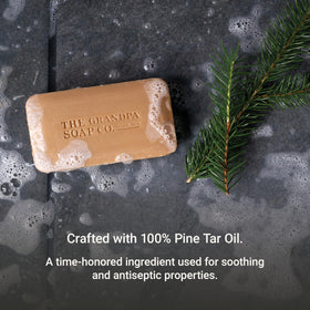 Grandpa Soap Company lathered soap in hand demonstrating deep clean and easy rinsing