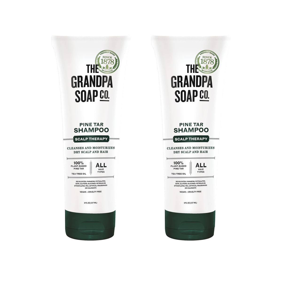 The Grandpa Soap Company pine tar shampoo front bottle shows label and natural look