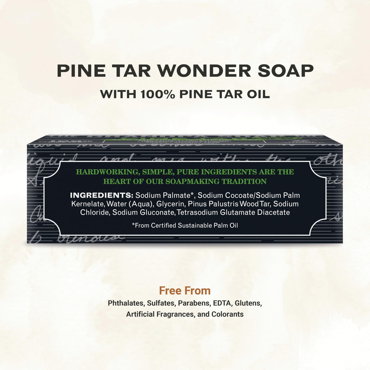Grandpa Soap Company close-up of bar texture highlighting pine tar for deep cleansing