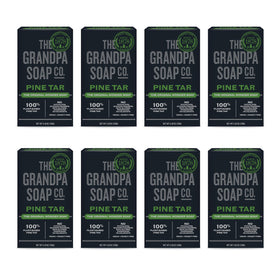 Grandpa Soap Company front packaging showcasing pine tar soap benefits