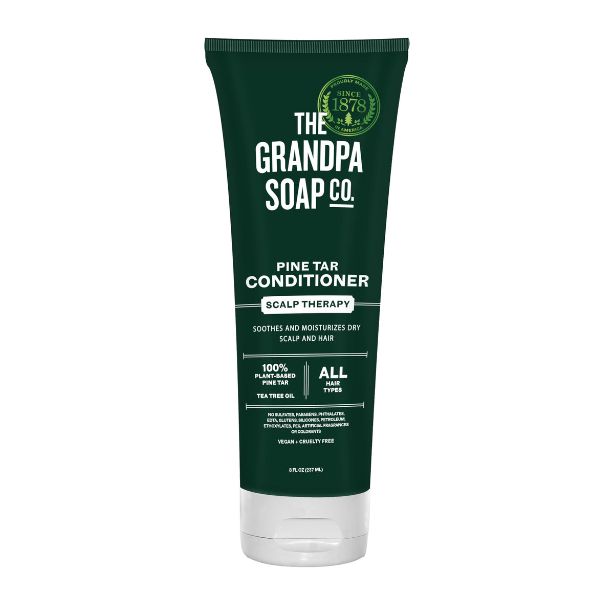 Grandpa Soap Company front tube view showing product branding and easy-squeeze design benefit