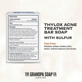The Grandpa Soap Co. Thylox bar close-up texture demonstrating gentle cleansing