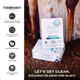 The Grandpa Soap Co. Thylox rich foam lather showing effective cleansing