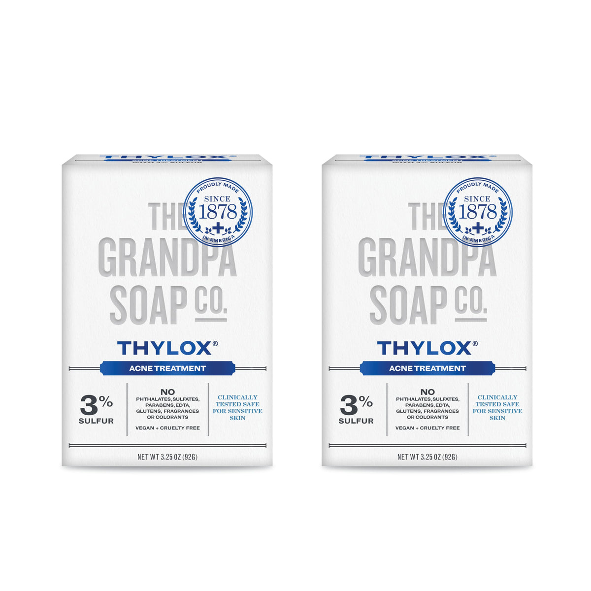 The Grandpa Soap Co. Thylox front packaging showing product benefits