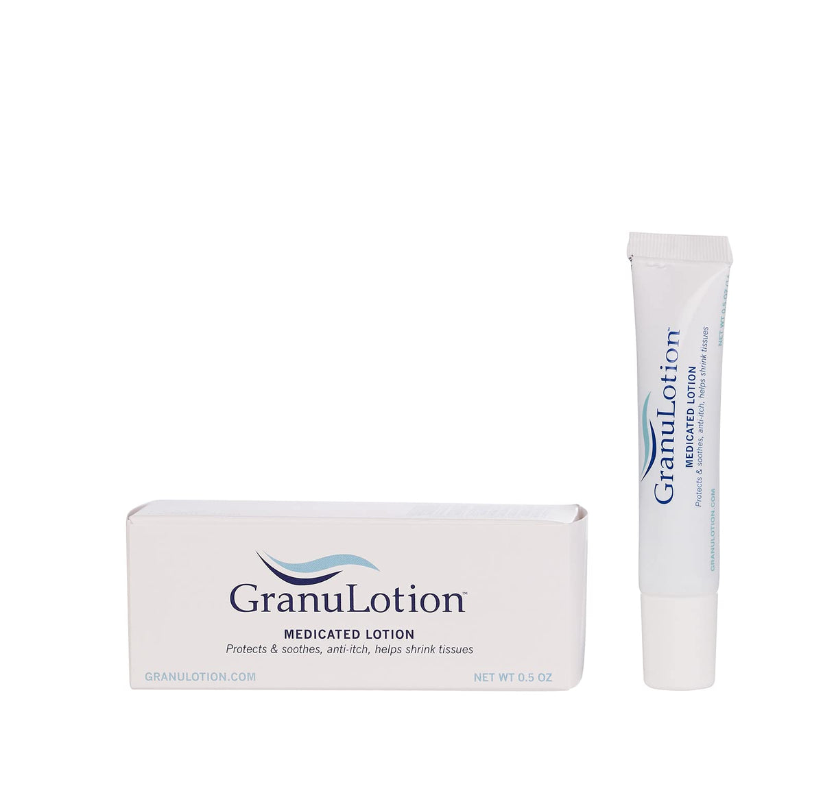 GranuLotion tube front showing label and compact travel-friendly packaging benefit
