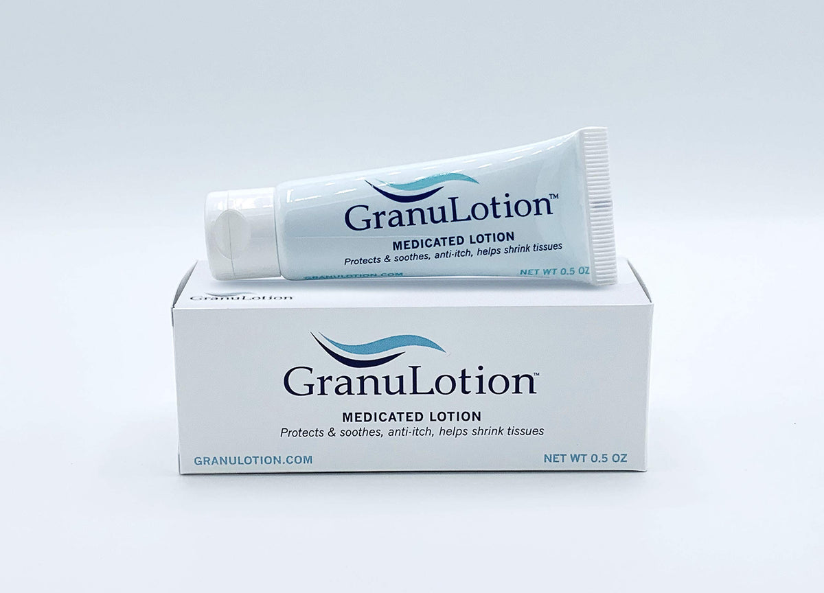 GranuLotion next to coin showing 0.5oz size and easy portability benefit