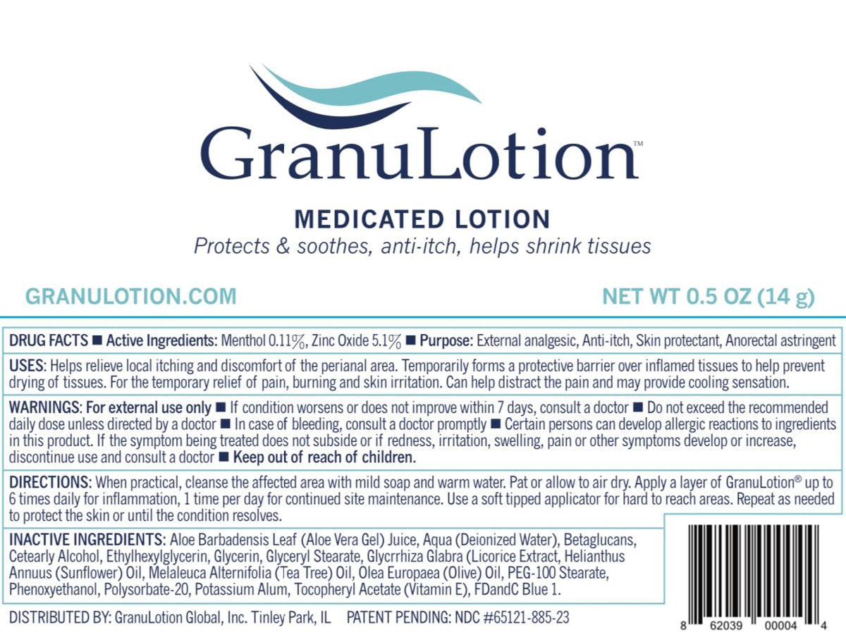 GranuLotion lotion texture close-up showing lightweight absorbent formula benefit