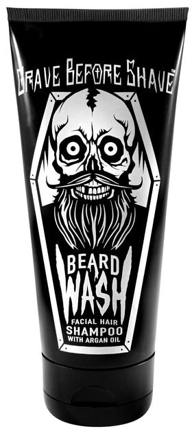 Grave Before Shave front tube showing 6oz label and classic barbershop scent benefit