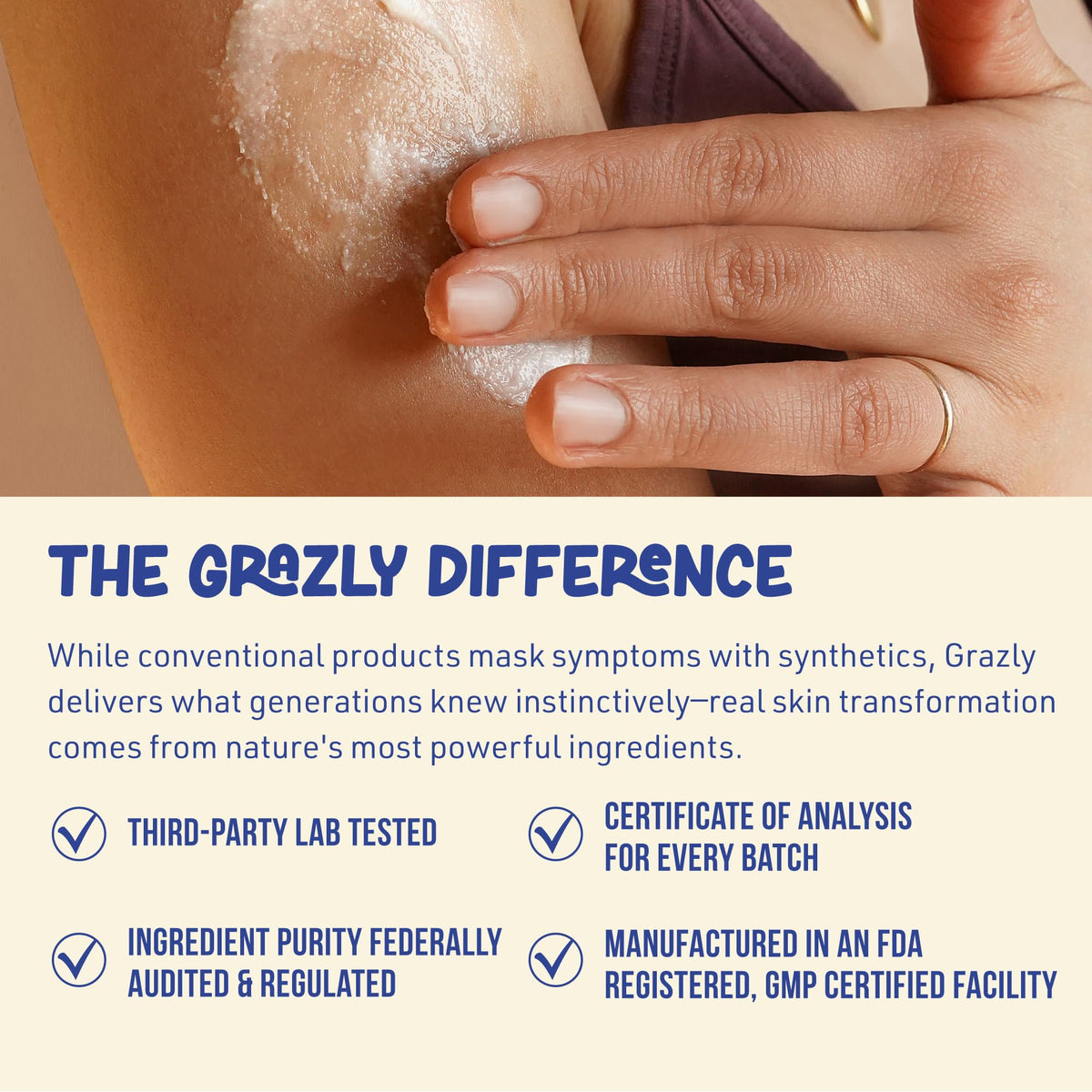 Grazly used on elbow and knee showing targeted dry area care