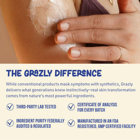 Grazly used on elbow and knee showing targeted dry area care