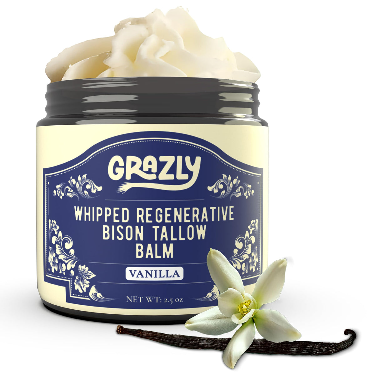 Grazly front jar showing product packaging and nourishing benefits