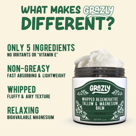 Grazly open jar displaying whipped balm texture for fast absorption