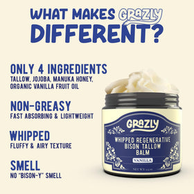 Grazly whipped balm texture close-up illustrating smooth absorption