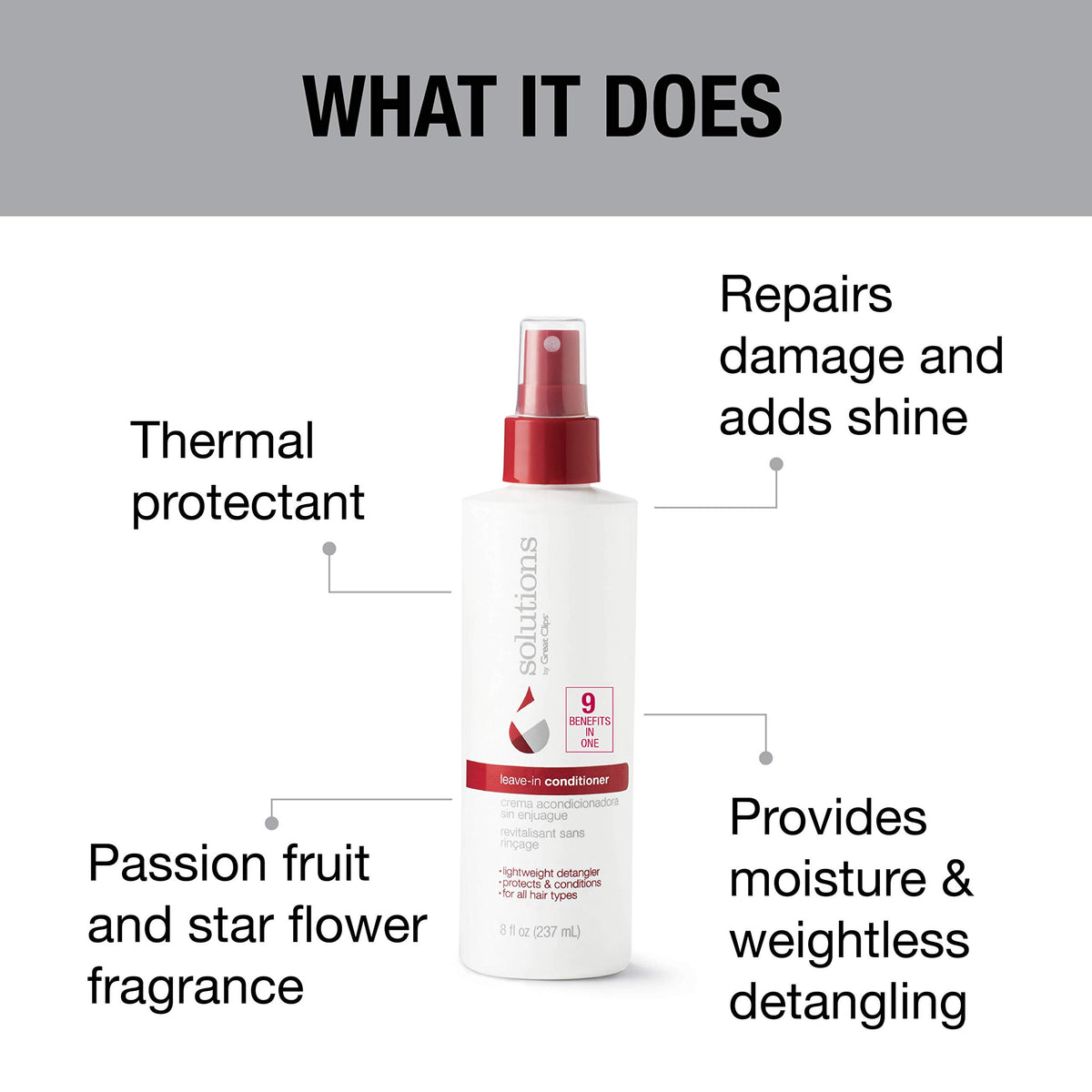 GREAT CLIPS mist on hair texture illustrating lightweight hydration and shine