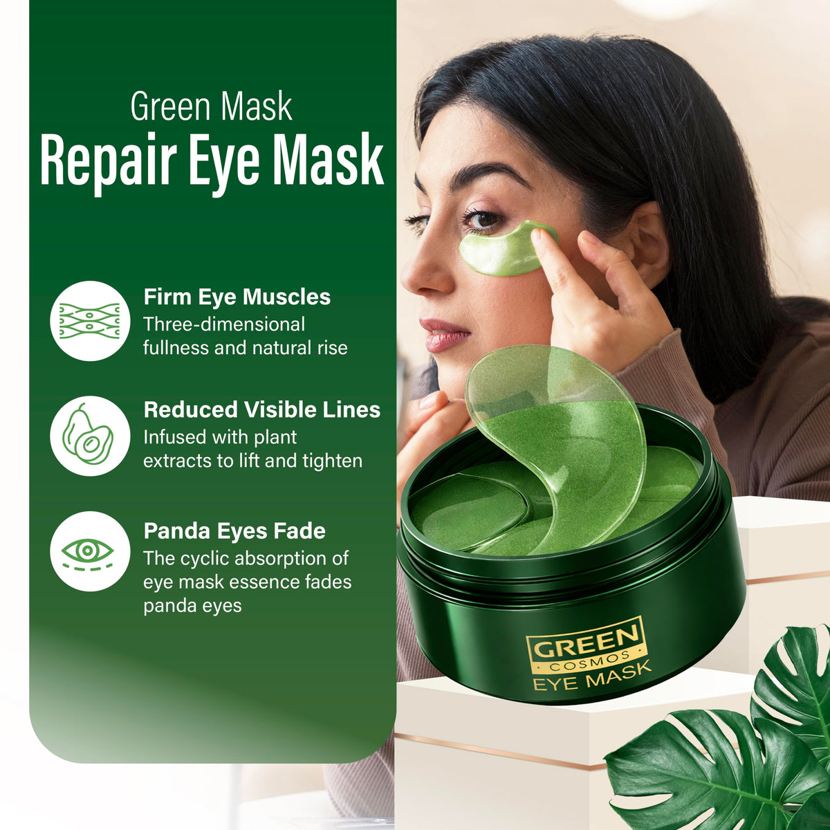 Close-up hydrogel texture of Green Cosmos patches showing smooth cooling surface for comfort