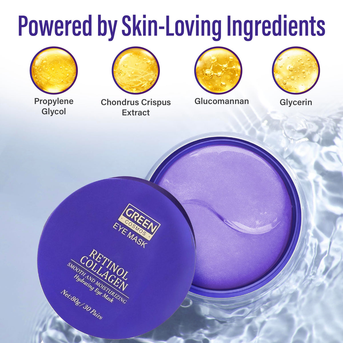 Green Cosmos purple hydrogel texture close-up highlighting smoothness