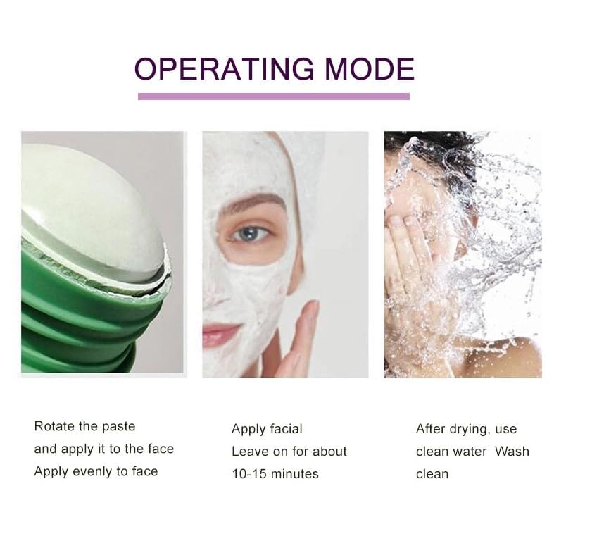 Green Mask Stick ingredients display with green tea and vitamin E benefits
