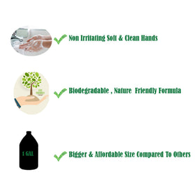 GreenFist gallon next to a ruler and pump bottle, showing scale and refill practicality