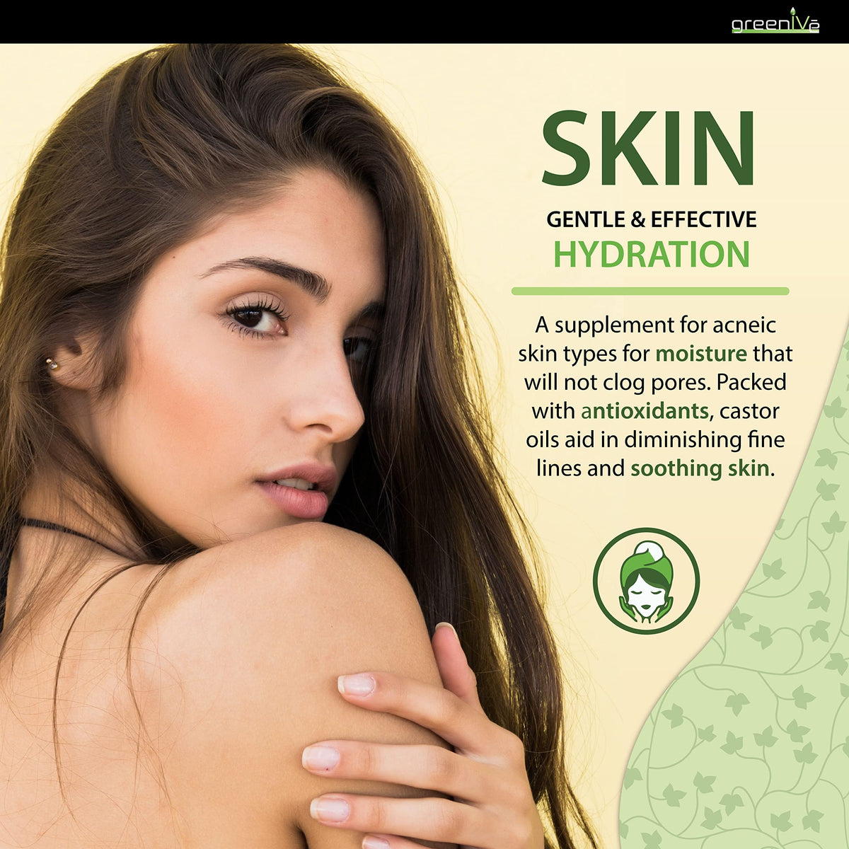 GreenIVe applied on hand to show skin hydration and quick absorption benefit